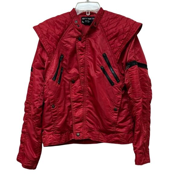 Bugle Boy Other - Vintage Bugle Boy USA 80s Parachute Nylon Red Utility Zippers Pop Star Jacket‎ M